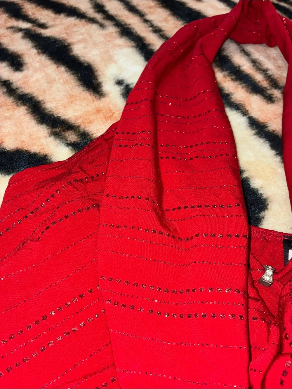 Red Glitter Halter Scarf Top - Vintage Circa 2002 or 2003